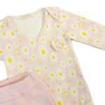 CONJUNTO BODY ESTAMPA MARGARIDAS E CALÇA ROSA