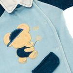 MACACÃO BEBÊ MENINO ESTAMPA BORDADA DE ELEFANTINHO EM PLUSH
