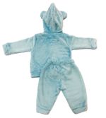 CONJUNTO MENINO DE PELÚCIA CAPUZ COM ORELHINHAS E CALÇA AZUL