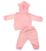 Conjunto Menina de Pelúcia Capuz com Orelhinhas e Calça Rosa