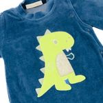 MACACÃO BEBÊ MENINO AZUL MARINHO COM BORDADO DINO EM PLUSH