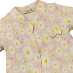 Macacão Rosa Bebê Menina Estampa Flores Margaridas em Cotton