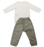 CONJUNTO INFANTIL BLUSA ESTAMPADA DINOSSAURO E CALÇA LISA CINZA