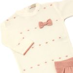 Conjunto Bebê Menina com Body Laços e Legging de Tricô Rosê