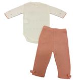 Conjunto Bebê Menina com Body Laços e Legging de Tricô Rosê