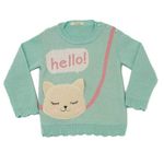 Suéter Infantil Tricô Estampa Gatinho