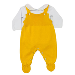 Conjunto Bebê em Tricô com Salopete e Casaquinho de Bolinhas