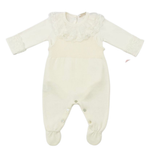 Conjunto Bebê em Tricô com Salopete e Casaquinho de Bolinhas