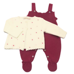 Conjunto Bebê em Tricô com Salopete e Casaquinho de Bolinhas