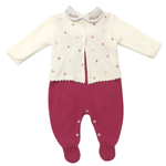 Conjunto Bebê em Tricô com Salopete e Casaquinho de Bolinhas