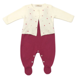 Conjunto Bebê em Tricô com Salopete e Casaquinho de Bolinhas