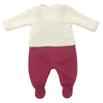 Conjunto Bebê em Tricô com Salopete e Casaquinho de Bolinhas