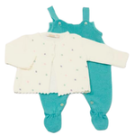 Conjunto Bebê em Tricô com Salopete e Casaquinho de Bolinhas