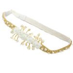 Faixa de Cabelo Bebê de Strass com Flores e Pérolas