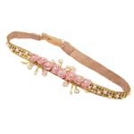 Faixa de Cabelo Bebê de Strass com Flores e Pérolas