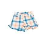 Conjunto Infantil Menina com Bata Branca E Shorts xadrez