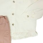 Conjunto Camisete de Botão com Babado e Calça Rosê 