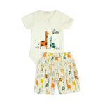 Conjunto Bebê Body e Bermuda de Girafa  