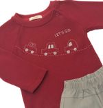 CONJUNTO INFANTIL MENINO COM BLUSA CARRINHOS E CALÇA CINZA