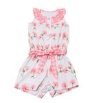 Macaquinho Infantil Floral Com Babado na Gola 