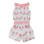 Macaquinho Infantil Floral Com Babado na Gola 