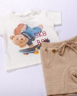 Conjunto Curto Infantil Menino Urso No Skate