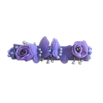 FAIXA DE CABELO BORBOLETA FLORES DE CETIM E PÉROLAS