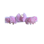 FAIXA DE CABELO BORBOLETA FLORES DE CETIM E PÉROLAS