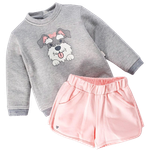 Conjunto Infantil Menina Com Blusa de Manga Longa E Shorts