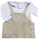 Conjunto Jardineira Longa E Body  Bebê Menina Bichinhos