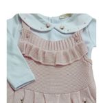 Conjunto  Bebê Menina Jardineira Em Tricô E Body 
