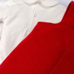 Conjunto  Bebê Menina Body Manga Longa E Jardineira Vermelha