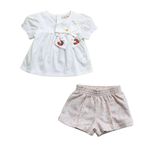 Conjunto Bebê Menina Bata Branca e Shorts