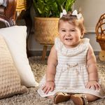 BODY COM VESTIDO SOBREPOSTO BEBÊ MENINA SAFARI CHIQUE
