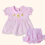 VESTIDO E TAPA FRALDAS BEBÊ BORDADO URSINHAS
