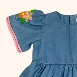 VESTIDO JEANS MANGA BORDADA  PARA BEBÊ