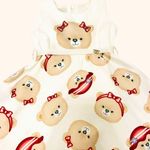 VESTIDO INFANTIL  URSINHA COM LAÇOS VERMELHOS