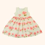 VESTIDO INFANTIL FLORAL COM LAÇO E DETALHES EM PÉROLAS