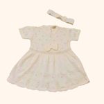 VESTIDO  BEBÊ MENINA BATIZADO COM FAIXINHA DE CABELO 