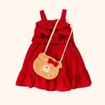 VESTIDO INFANTIL VERMELHO COM BOLSINHA 