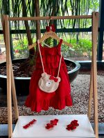 VESTIDO INFANTIL VERMELHO COM BOLSINHA 
