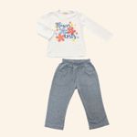 CONJUNTO INFANTIL MENINA COM BLUSA ESTAMPADA FLORES E CALÇA 