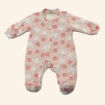 MACACÃO BEBÊ MENINA ESTAMPA  ESTAMPA ELEFATINHOS  ROSA EM PLUSH 