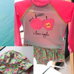 CONJUNTO PRAIA BEBÊ MENINA 3 PEÇAS COM PROTEÇÃO SOLAR