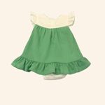 BODY  BEBÊ COM VESTIDO SOBREPOSTO BORDADO FLORES