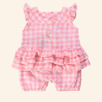 MACACÃO XADREZ ROSA BEBÊ MENINA