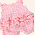 MACACÃO XADREZ ROSA BEBÊ MENINA