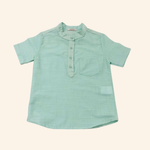 CAMISA MENINO BATA INFANTIL VERDE CLARINHO