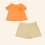 CONJUNTO INFANTIL SHORTS E BATA LARANJA