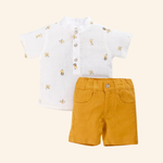 CONJUNTO CURTO INFANTIL MENINO BATA E BERMUDA  SAFARI CHIC